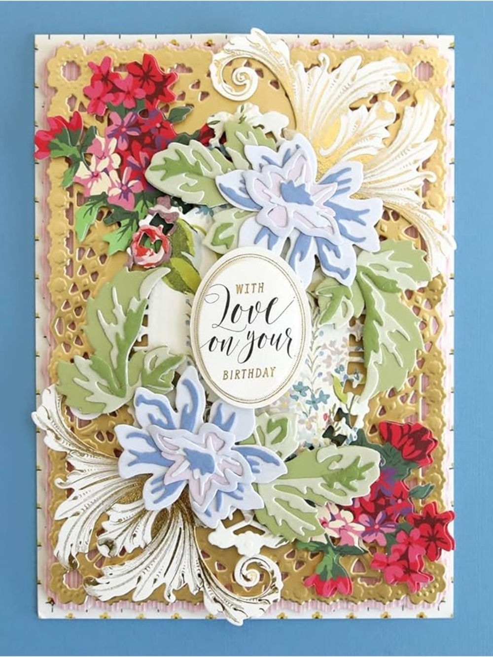 Floral Metal Cutting Dies Set in Gold Tone - Picture 6 of 7
